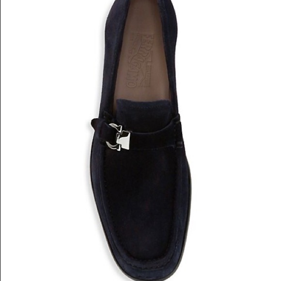 Salvatore Ferragamo Adam Suede Loafers in Dark Blue - Picture 11 of 11